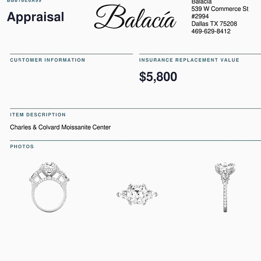Diamond Engagement Ring Platinum 5.612 qt. Appraisal @$5,800